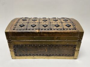 Leather Box Decorated with Nail Heads
