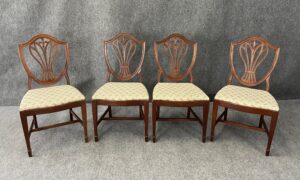 Set of 4 Solid Mahogany Shield Back Dining Chairs