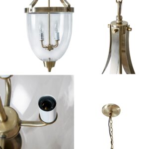 Antiqued Brass Bell-Jar Pendant Light