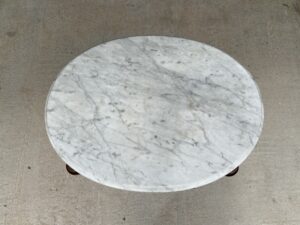 Solid Walnut Oval Marble Top Accent Table
