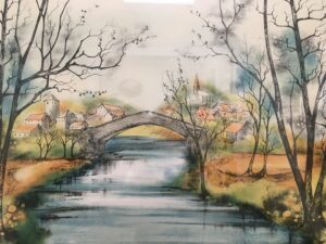 Limited Edition Pencil Signed Bridge Over River Landscape