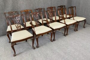 Set of 10 Mahogany Chippendale Style Pennsylvania House Dining Chairs