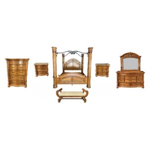 6 Piece Burl Walnut King Size Bedroom Set