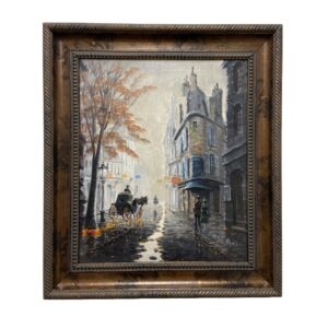 Original 20th Century Street Scene Oil on Canvas by Lawrence Monier