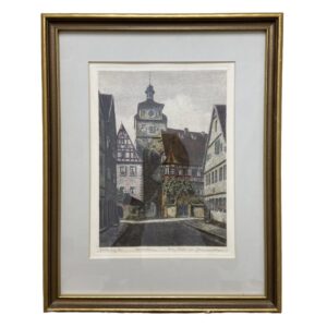 Ernst Geissendorfer Hand-colored Etching of Rothenburg, Germany (2)