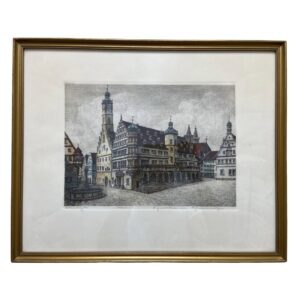 Ernst Geissendorfer Hand-colored Etching of Rothenburg, Germany (5)