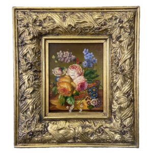 Floral Still Life in Ornate Gold Frame