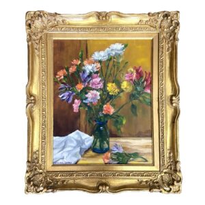 Floral Still Life in Elaborate Gold Frame