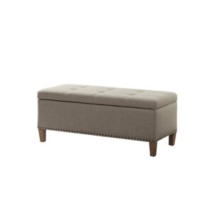 New Light Grey Upholstered Tufted Top Storage Bench