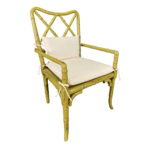 Green Chinese Chippendale Bamboo Chair