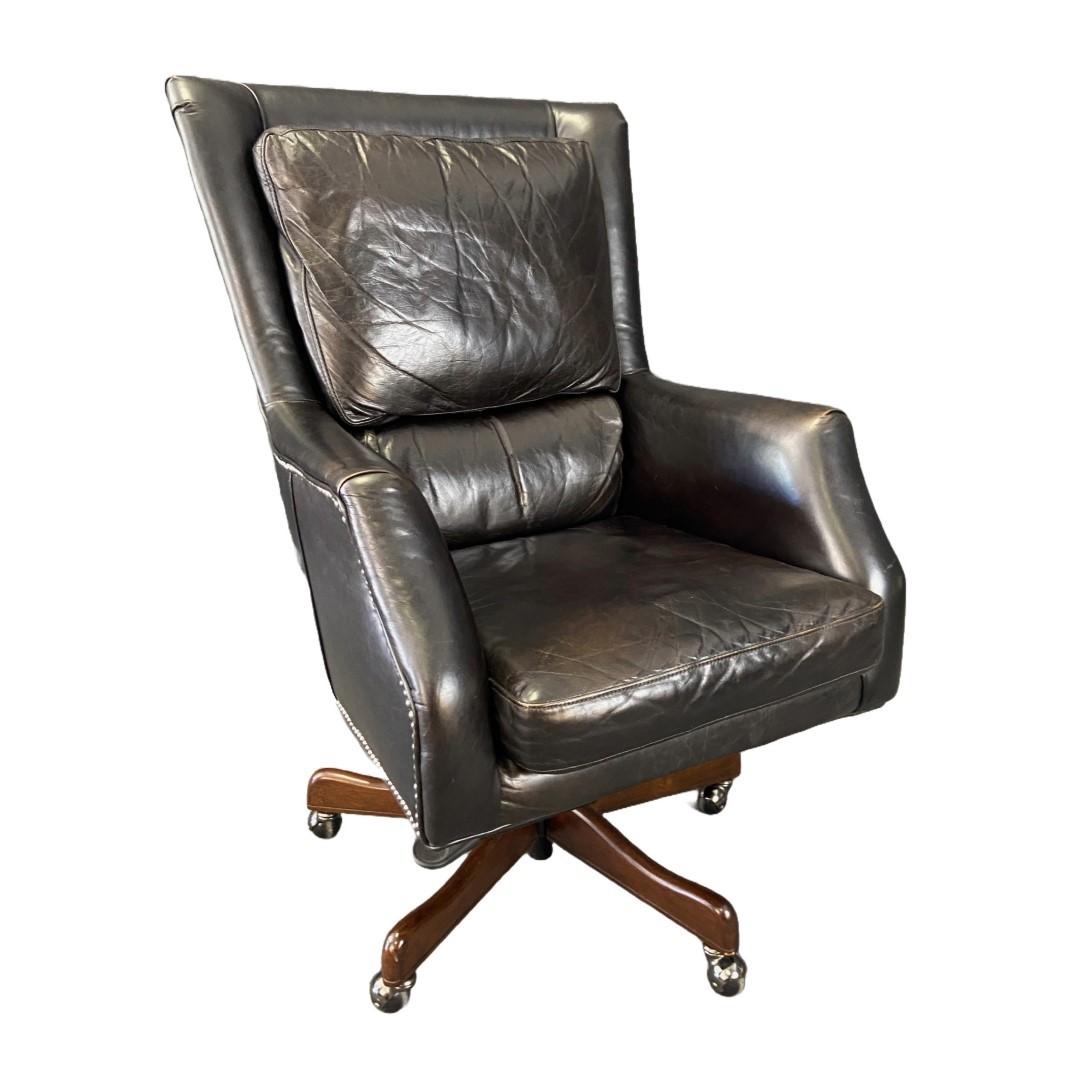 Arhaus Alex Leather Desk Chair in Black