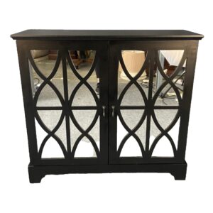 Black Console Cabinet with Mirrored Doors