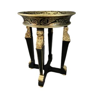 Ornately Painted Black & Gold Table with Removable Serving Tray Top