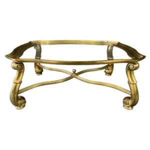 Scrolled Brass and Glass Coffee Table