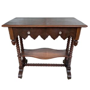 19th Century Flamed Mahogany Accent Table with Barley Twist Legs