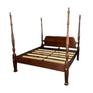 King Size Wheat Carved Poster Bed Frame