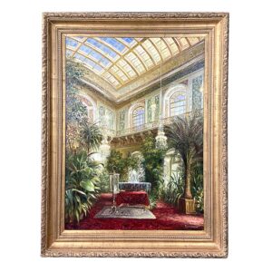 Monumental Oil on Canvas of Conservatory with COA