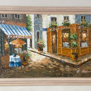 Original Signed Street Scene Oil on Canvas