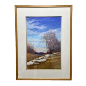 Original Oil Pastel of Landscape with Melting Snow