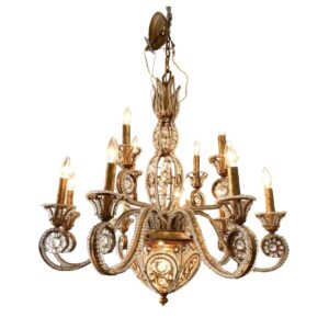 Venetian Style Gilt Metal Light Chandelier