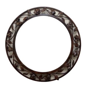 vRound Metal Wall Mirror with Floral Detail