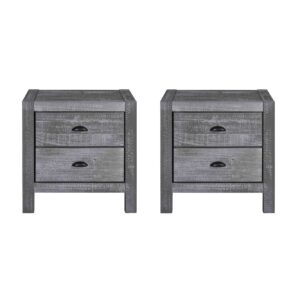 Pair of Modern Farmhouse White Washed Gray Nightstands