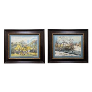 Pair of Signed Mid-Century Watercolors