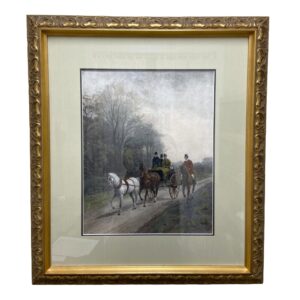 Hand-Colored Etching of Horse Drawn Carriage