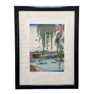 Asian River Scene in Black Frame