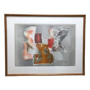 Signed Abstract Print in Oak Frame