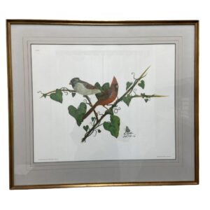 Signed Cardinal and Sparrow by Chuck Crume