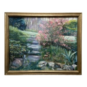 Garden Scene Oil on Canvas signed E. Fren