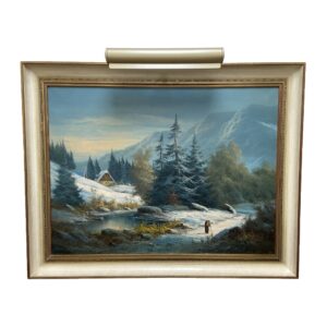 Original Oil on Canvas of Winter Alpine Scene