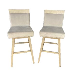 Pair of Contemporary Bar Stools with Nailhead Trim