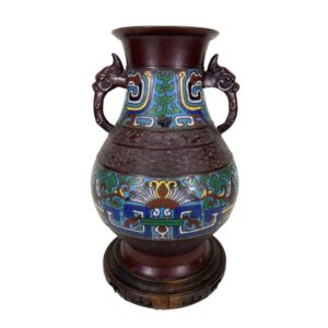 Vintage Enamel Champleve Vase