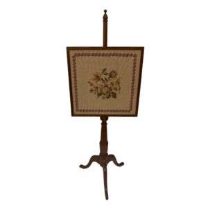 Antique Walnut and Needlepoint Adjustable Fire Screen