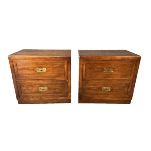 Pair of Dixie Oak "Act II" Campaign Style Nightstands