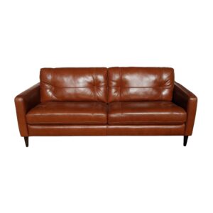 Mid-Century Modern Style Brown Leather Sofa