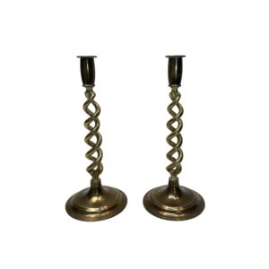 Pair of Brass Barley Twist English Candlesticks c.1920