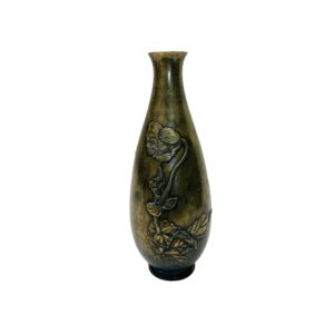 Antique Bronze Vase with Butterfly and Floral Motif