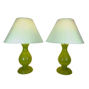 Pair of Green Pottery Barn Lamps and Shades