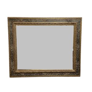 Beveled Mirror with Ornately Carved Rustic Gold Frame