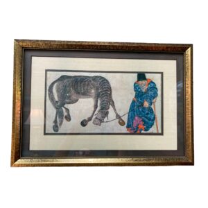 Float Mounted Asian Print of Man and Horse