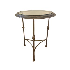 Round Metal Side Table with Glass Top