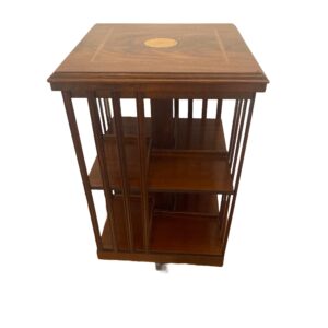 Mahogany Revolving Bookcase with Pinwheel Inlay to Top