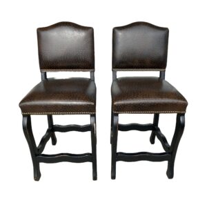 Pair of Lorts Custom Leather Bar Stools