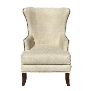 Fairfield Champagne Wingback Chair with Nailhead Trim (Two Available)