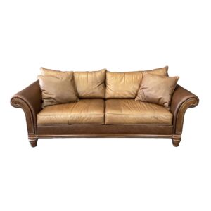 Bernhardt Rattan and Leather Sofa