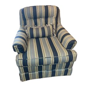 Smaller Scale Blue Striped Upholstered Chair