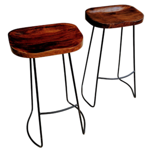 Pair Of Wood Block Bar Stools